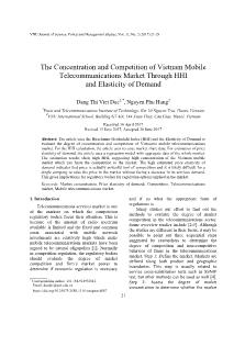 The Concentration and Competition of Vietnam Mobile Telecommunications Market Through HHI and Elasticity of Demand