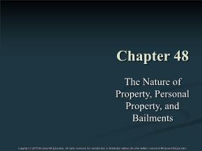 The Nature of Property, Personal Property, and Bailments