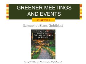 The Theory and Practice of Greener Meetings and Events