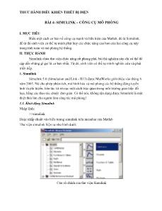 Thực hành điều khiển thiết bị điện - Bài 4: Simulink - công cụ mô phỏng