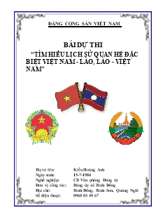 Tìm hiểu lịch sử quan hệ đặc biệt Việt Nam - Lào, Lào - Việt Nam - Kiều Hoàng Anh