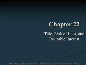 Title, Risk of Loss, and Insurable Interest