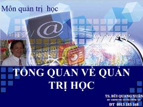 Tổng quan về quản trị học - Bùi Quang Xuân
