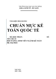 Bài giảng Chuẩn mực kế toán quốc tế