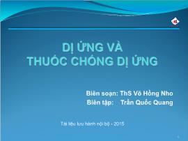 Bài giảng Dị ứng và thuốc chống dị ứng - Võ Hồng Nho