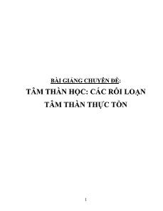 Bài giảng Tâm thần học - Các rối loạn tâm thần thực tổn