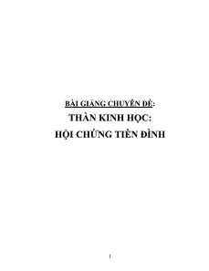 Bài giảng Thần kinh học - Hội chứng tiền đình