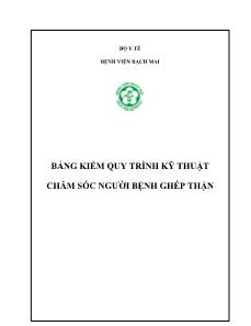 Bảng kiểm quy trình kỹ thuật chăm sóc người bệnh ghép thận