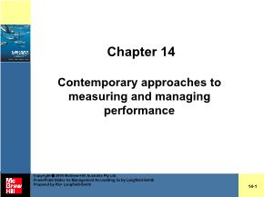 Contemporary approaches to measuring and managing performance