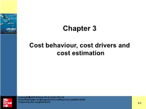 Cost behaviour, cost drivers and cost estimation