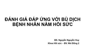 Đánh giá đáp ứng với bù dịch bệnh nhân nằm hồi sức