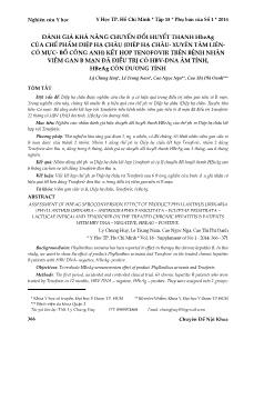 Đánh giá khả năng chuyển đổi huyết thanh hbeag của chế phẩm diệp hạ châu (diệp hạ châu‐ xuyên tâm liên‐ cỏ mực‐ bồ công anh) kết hợp tenofovir trên bệnh nhân viêm gan b mạn đã điều trị có hbv‐dna âm tính, hbeag còn dương tính