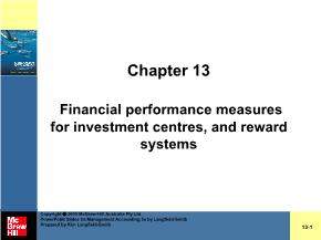 Financial performance measures for investment centres, and reward systems