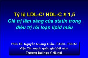 Giá trị lâm sàng của statin trong điều trị rối loạn lipid máu