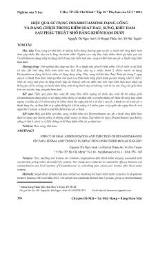 Hiệu quả sử dụng dexamethasone dạng uống và dạng chích trong kiểm soát đau, sưng, khít hàm sau phẫu thuật nhổ răng khôn hàm dưới