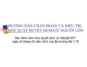 Hướng dẫn chần đoán và điều trị sốt xuất huyết dengue người lớn