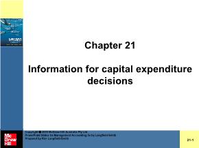 Information for capital expenditure decisions