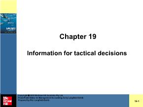 Information for tactical decisions