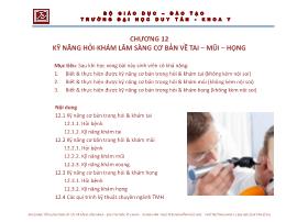 Kỹ năng hỏi - Khám lâm sàng cơ bản về Tai - Mũi - Họng