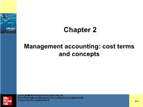 Management accounting: cost terms and concepts