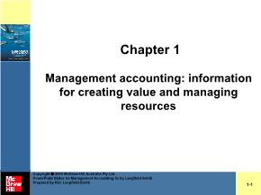 Management accounting: information for creating value and managing resources