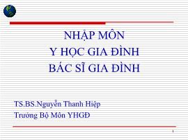 Nhập môn y học gia đình bác sĩ gia đình