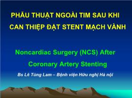 Phẫu thuật ngoài tim sau khi can thiệp đặt stent mạch vành