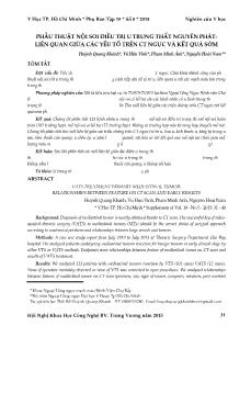 Phẫu thuật nội soi điều trị u trung thất nguyên phát: liên quan giữa các yếu tố trên ct ngực và kết quả sớm