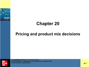 Pricing and product mix decisions