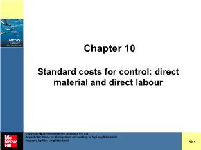 Standard costs for control: direct material and direct labour