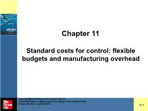 Standard costs for control: flexible budgets and manufacturing overhead