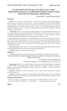 Sự phân bố genotype hcv dựa trên vùng “core” ở bệnh nhân viêm gan c tại bệnh viện đại học y dược tp. hcm bằng phương pháp real‐time rt‐pcr