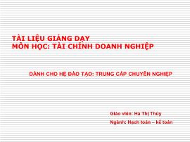 Tài chính doanh nghiệp - Hà Thị Thủy