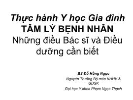 Thực hành y học gia đình tâm lý bệnh nhân những điều bác sĩ và điều dưỡng cần biết