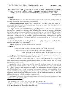 Tìm hiểu mối liên quan giữa tăng huyết áp với chức năng thận trong viêm cầu thận lupus có hội chứng thận