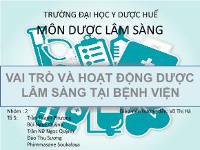 Vai trò và hoạt động dược lâm sàng tại bệnh viện