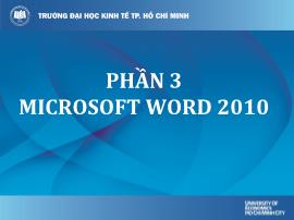Bài giảng Tin học đại cương - Phần 3: Microsoft Word 2010 - Lê Thị Quỳnh Nga