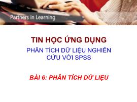 Bài giảng Tin học ứng dụng - Bài 6: Phân tích dữ liệu