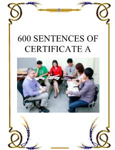 600 Sentences of certificate A