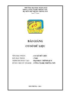 Bài giảng Cơ sở dữ liệu (Đại học chính quy)