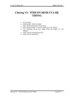 Bài giảng Cơ sở viễn thông - Chương VI: Tính ổn định của hệ thống - Phạm Văn Tấn