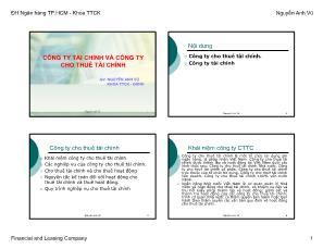 Bài giảng Công ty tài chính và công ty cho thuê tài chính - Nguyễn Anh Vũ