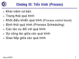 Bài giảng Hệ điều hành (Operating Systems) - Chương III: Tiến trình (Process) - Hà Lê Hoài Trung