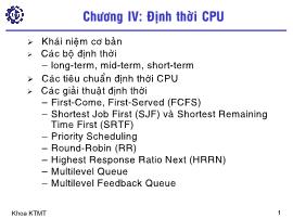 Bài giảng Hệ điều hành (Operating Systems) - Chương IV: Định thời CPU - Hà Lê Hoài Trung