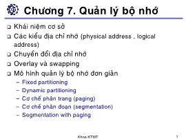 Bài giảng Hệ điều hành (Operating Systems) - Chương VII: Quản lý bộ nhớ - Hà Lê Hoài Trung