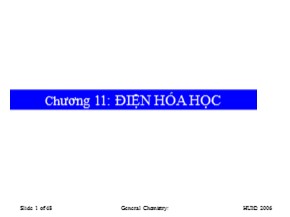 Bài giảng Hóa học 1 - Chương 11: Điện hóa học - Nguyễn Văn Bời