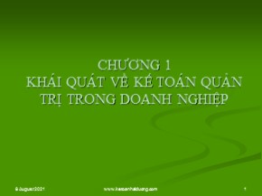 Bài giảng Kế toán quản trị - Chương 1: Khái quát về kế toán quản trị trong doanh nghiệp