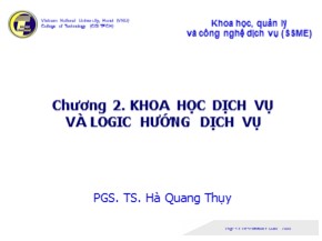 Bài giảng Khoa học dịch vụ và logic hướng dịch vụ - Hà Quang Thụy
