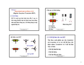 Bài giảng Kỹ thuật điện tử C - Chương 3: Transistor lưỡng cực - Lê Thị Kim Anh