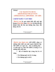 Bài giảng Kỹ thuật điện tử C - Chương 5: Các mạch ứng dụng khuếch đại thuật toán - Lê Thị Kim Anh